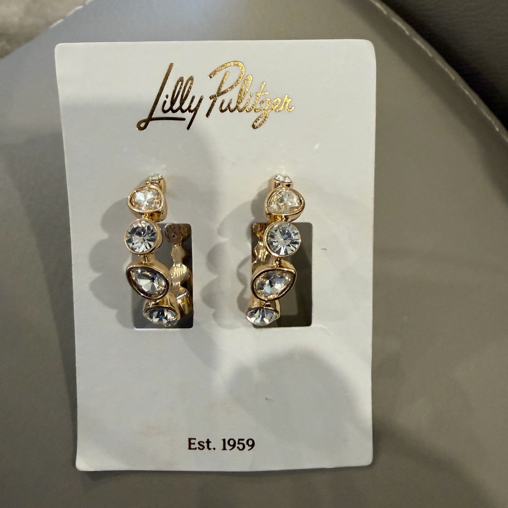 Lilly Pulitzer Gold Earrings With Sparkling Stones 45$